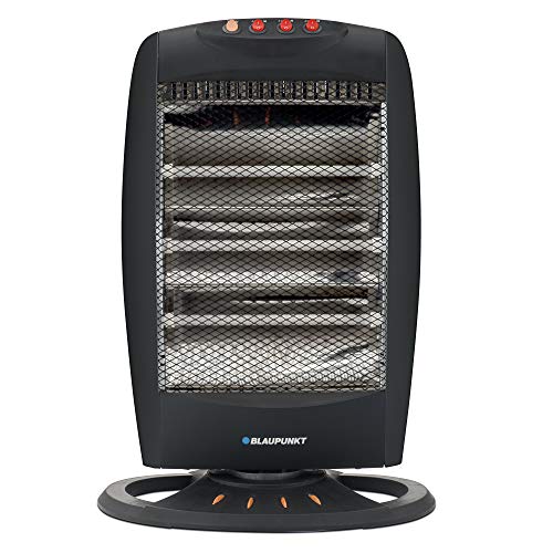 Blaupunkt BP1003 - Estufa De Cuarzo Oscilante De Tres Tubos 1200w con 3 Niveles De Potencia: 400w - 800w - 1200w. Función Oscilante, Protección Térmica e Interruptor Antivuelco.