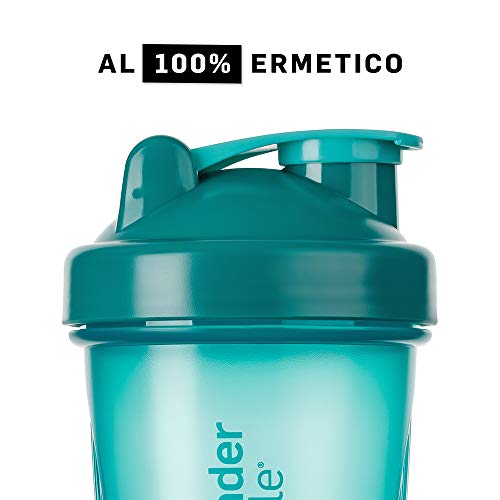 BlenderBottle Classic Botella de agua | Botella mezcladora de batidos de proteínas | con batidor Blenderball | libre de BPA | 590ml - Teal