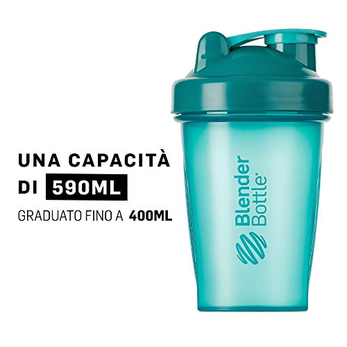 BlenderBottle Classic Botella de agua | Botella mezcladora de batidos de proteínas | con batidor Blenderball | libre de BPA | 590ml - Teal