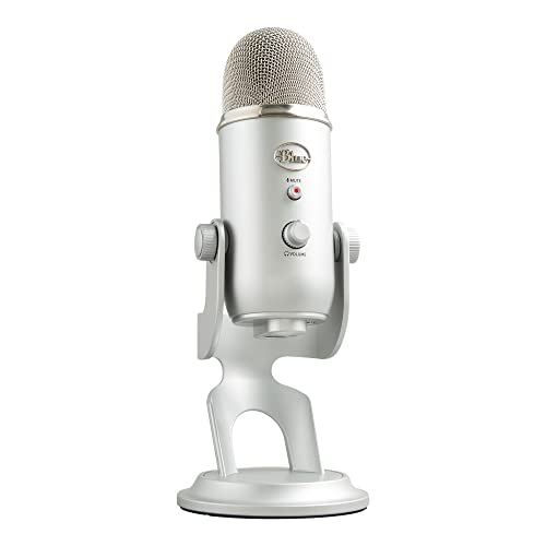 Blue Micrófono USB profesional Yeti para grabación, streaming, podcasting, radiodifusión, gaming, voz en off y más, multipatrón, Plug'n Play en PC y Mac Plata