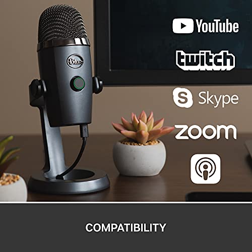 Blue Yeti Nano Micrófono de condensador USB Premium, Grabación, Streaming, Gaming, Podcasting, PC, Mac, Efectos Blue VO!CE, Cardioide y Omnidireccional, Sin Latencia - Gris