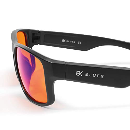BlueX - Gafas para Gaming con Filtro de Luz Azul 100% - Relajantes para PC, Videojuegos y TV – Anti-reflejantes – Bloquean la Luz Azul de las Pantallas