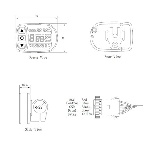 bmc-world | Pantalla KT-LCD5, ordenador de a bordo, pantalla LCD, iluminada, multifunción, conector Julet de 5 pines, bicicleta eléctrica, 24 V/36 V/48 V.