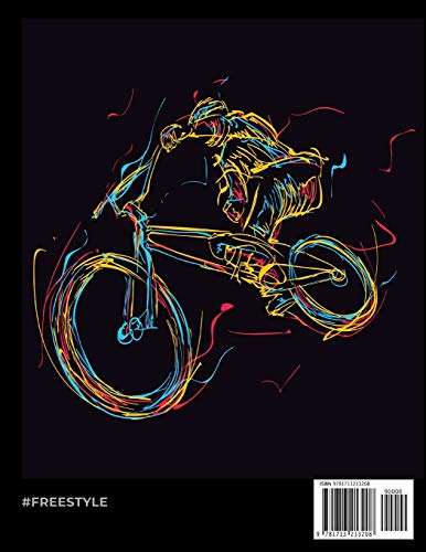 BMX FREESTYLE: cahier de note noir avec esquisse vélo BMX