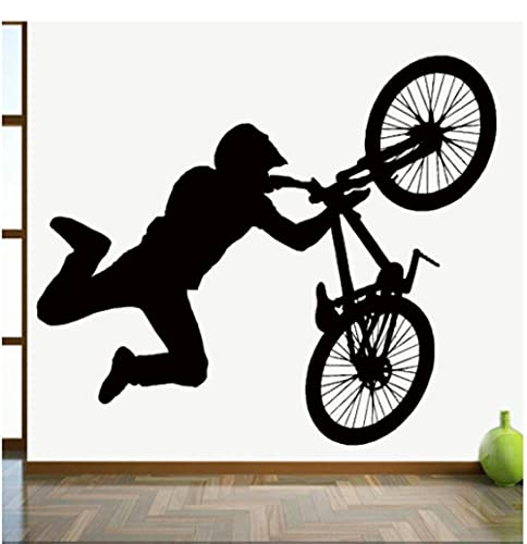 BMX Stunt Bike bicicleta pared pegatina juegos habitación arte decoración vinilo pared calcomanías decoración del hogar para Bikestore dormitorio murales 42x35cm