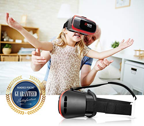 Bnext Gafas VR Compatible con iPhone y Android, Gafas Realidad Virtual para Movil - Disfruta de los Mejores Juegos y Videos RV, 360 y 3D, de Máxima Calidad y con la Mayor Comodidad (Red)