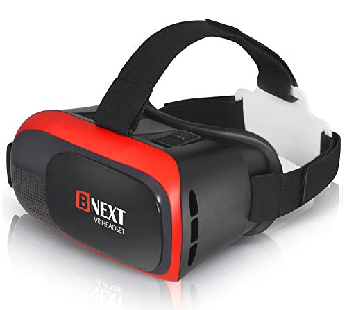 Bnext Gafas VR Compatible con iPhone y Android, Gafas Realidad Virtual para Movil - Disfruta de los Mejores Juegos y Videos RV, 360 y 3D, de Máxima Calidad y con la Mayor Comodidad (Red)