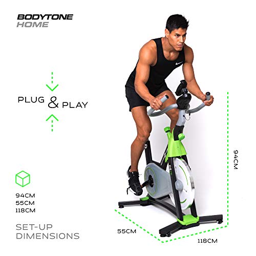 Bodytone - Bicicleta estatica con Bluetooth | Bicicleta Spinning | Indoor Bike Bluetooth |+16Kg | DS15