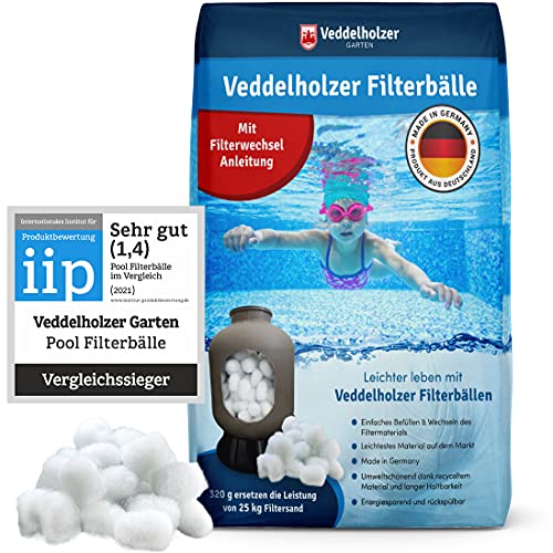 Bolas de filtro de piscina de Veddelholzer El material más ligero para el mejor rendimiento sustituye la arena de filtro de 25 kg arena de cuarzo de Alemania Limpiador de piscinas Sistema de filtro