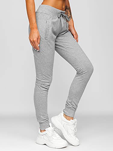 BOLF Mujer Pantalón Deportivo Pantalón de Chándal Largos Jogger Pantalones de Algodón Entrenamiento Jogging Outdoor Estilo Deportivo Slim Fit CK-01 Gris L [F6F]