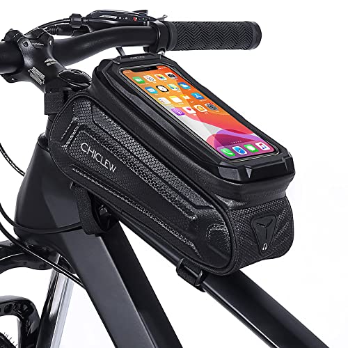 Bolsa Bicicleta de Gran Capacidad para Teléfono Móvil, Bolsa Manillar Bicicleta Montaña Impermeable con Ventana de TPU Sensible Pantalla Táctil para Teléfonos Menores a 6.7''