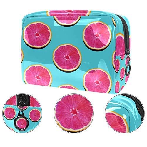 Bolsa de Maquillaje de Viaje portátil,Pomelo de Pulpa Rosa en toronja Turquesa ,Bolsa de cosméticos para Mujeres,Bolsa organizadora de Maquillaje con Cremallera de Belleza