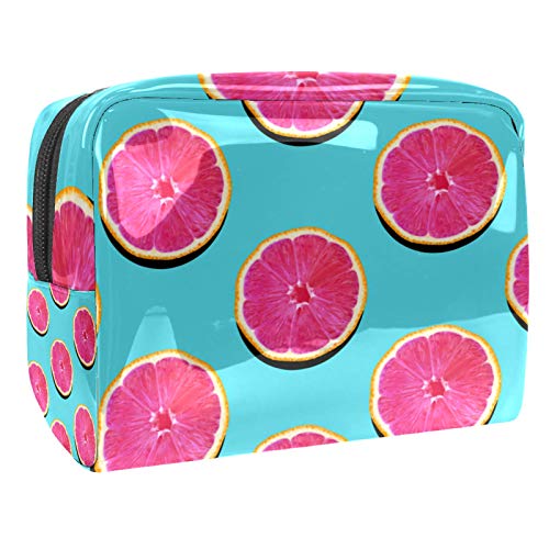 Bolsa de Maquillaje de Viaje portátil,Pomelo de Pulpa Rosa en toronja Turquesa ,Bolsa de cosméticos para Mujeres,Bolsa organizadora de Maquillaje con Cremallera de Belleza