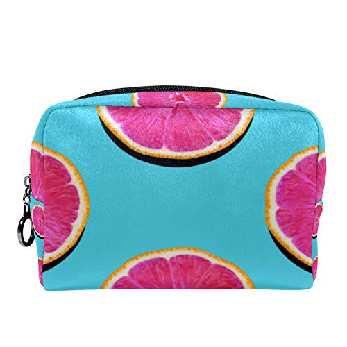 Bolsa de Maquillaje de Viaje portátil,Pomelo de Pulpa Rosa en toronja Turquesa ,Bolsa de cosméticos para Mujeres,Bolsa organizadora de Maquillaje con Cremallera de Belleza