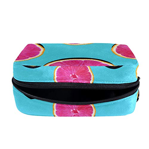 Bolsa de Maquillaje de Viaje portátil,Pomelo de Pulpa Rosa en toronja Turquesa ,Bolsa de cosméticos para Mujeres,Bolsa organizadora de Maquillaje con Cremallera de Belleza