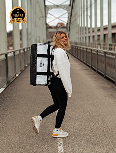 Bolsa de Viaje y Deporte Convertible en Mochila -Duffel Bag - The Friendly Swede - (60L Blanco)