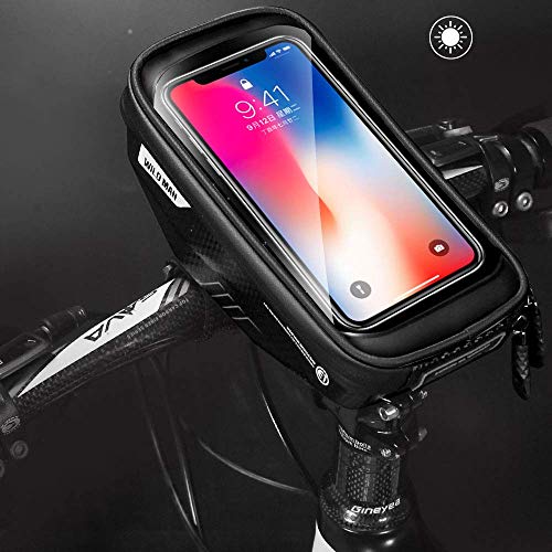 Bolsa para manillar de bicicleta, soporte para teléfono de bicicleta, impermeable bolsa de tubo frontal superior para bicicleta, para iPhone 12 11 Pro Max XS XR X 8 Plus smartphone por debajo de 6.5''
