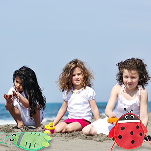 Bolsa Playa Bolsa Juguetes Para Niños La Bolsa Playa Shell QSXX se Utiliza Para Bocadillos y Juguetes Lugares Viaje o Compras, Bolsa de Playa Multiusos con Forma Animal Lindo (Rojo y Verde)