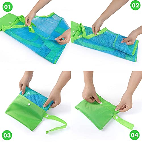 Bolsa Plegable de Malla de Playa - Miotlsy Juguetes de Bolsa de Almacenamiento para al Aire Libre Natación Piscina Viajes Toallas Playa Shell Bolsa de Almacenamiento