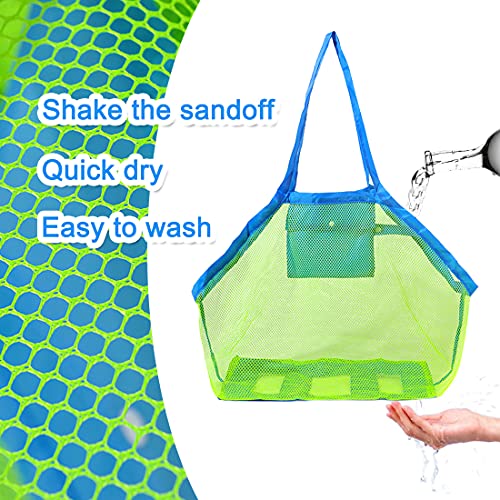 Bolsa Plegable de Malla de Playa - Miotlsy Juguetes de Bolsa de Almacenamiento para al Aire Libre Natación Piscina Viajes Toallas Playa Shell Bolsa de Almacenamiento