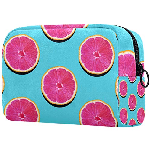 Bolsas de Maquillaje Estuche multifunción para Organizador de Bolsas de cosméticos de Viaje portátil Pomelo de Pulpa Rosa en toronja Turquesa con Neceser con Cremallera para Mujer