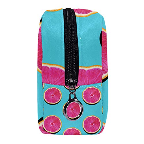 Bolsas de Maquillaje Estuche multifunción para Organizador de Bolsas de cosméticos de Viaje portátil Pomelo de Pulpa Rosa en toronja Turquesa con Neceser con Cremallera para Mujer