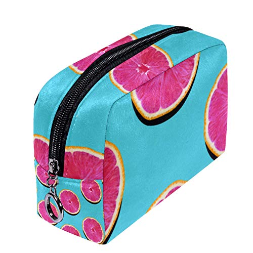 Bolsas de Maquillaje Estuche multifunción para Organizador de Bolsas de cosméticos de Viaje portátil Pomelo de Pulpa Rosa en toronja Turquesa con Neceser con Cremallera para Mujer