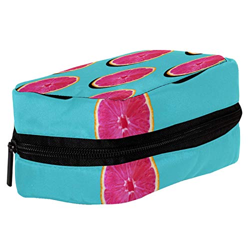 Bolsas de Maquillaje Estuche multifunción para Organizador de Bolsas de cosméticos de Viaje portátil Pomelo de Pulpa Rosa en toronja Turquesa con Neceser con Cremallera para Mujer