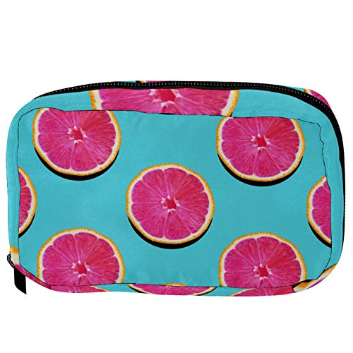 Bolsas de Maquillaje Estuche multifunción para Organizador de Bolsas de cosméticos de Viaje portátil Pomelo de Pulpa Rosa en toronja Turquesa con Neceser con Cremallera para Mujer