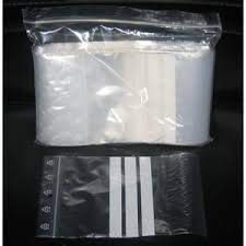 Bolsas de plástico con cierre zip con bandas blancas - 40mm x 60mm - paquete de 1000 piezas (10x100) - Apta para el contacto alimentario