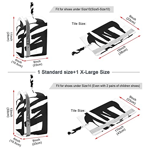 Bolsas de Zapatos para Viaje, Juego de 2 tamaños, caligrafía China, Sala de traducción, Universo, portátil, Ligera, Bolsa de Almacenamiento de Zapatos para Hombres y Mujeres