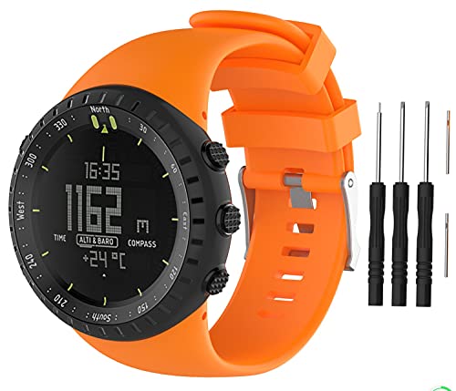 BoLuo Correa para Suunto Core All Black,Bandas Correa Repuesto,Correas de Reloj,Silicona Reloj Recambio Brazalete Correa Repuesto Strap Wristband para Suunto Core All Black Watch Accessories (naranja)