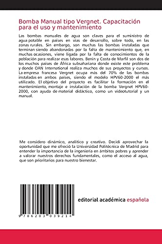 Bomba Manual tipo Vergnet. Capacitación para el uso y mantenimiento: Trabajo de Fin de Grado