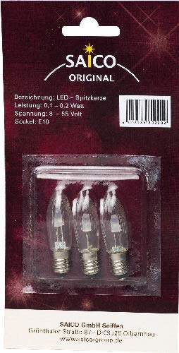 Bombilla de repuesto/vela estriada para arcos de luz de 20 luces, casquillo E10 12 V, 3 W, 3 unidades