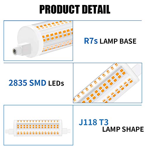 Bonlux 20W Regulable R7S LED 118MM con 2200LM, Bombilla Lineal Reemplazo de 200-250W Bombilla Halógena, 360 Grados de Iluminación para Lámpara de Pie (Luz Cálida 2700K, 2-Unidades)