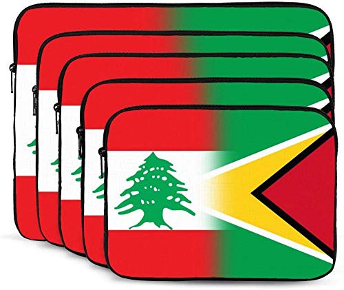 BONRI Lebanon and Paraguay Flag Laptop Sleeve Bag Compatible with 10-17 Inch Classic Computer Bag Laptop Case-Lebanon And Guyana Flag，17inch