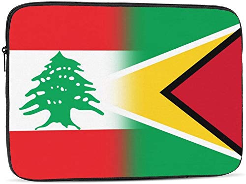 BONRI Lebanon and Paraguay Flag Laptop Sleeve Bag Compatible with 10-17 Inch Classic Computer Bag Laptop Case-Lebanon And Guyana Flag，17inch