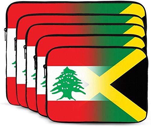 BONRI Lebanon and Paraguay Flag Laptop Sleeve Bag Compatible with 10-17 Inch Classic Computer Bag Laptop Case-Lebanon And Jamaican Flag，15inch