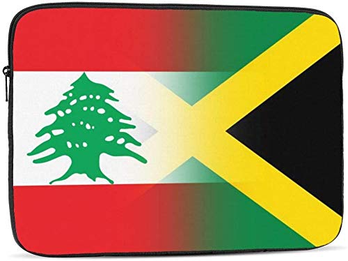 BONRI Lebanon and Paraguay Flag Laptop Sleeve Bag Compatible with 10-17 Inch Classic Computer Bag Laptop Case-Lebanon And Jamaican Flag，15inch