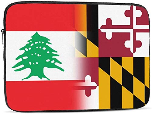 BONRI Lebanon and Paraguay Flag Laptop Sleeve Bag Compatible with 10-17 Inch Classic Computer Bag Laptop Case-Lebanon And Maryland State Flag，10inch