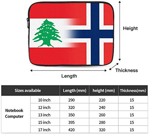 BONRI Lebanon and Paraguay Flag Laptop Sleeve Bag Compatible with 10-17 Inch Classic Computer Bag Laptop Case-Lebanon And Norway Flag，13inch