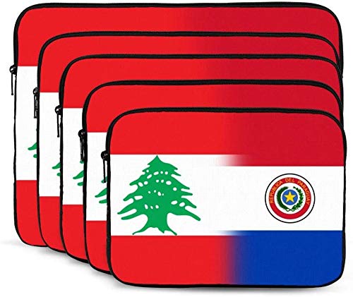 BONRI Lebanon and Paraguay Flag Laptop Sleeve Bag Compatible with 10-17 Inch Classic Computer Bag Laptop Case-Lebanon And Paraguay Flag，12inch