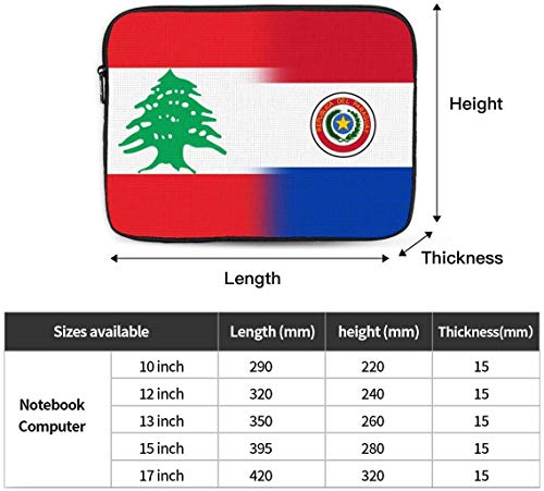 BONRI Lebanon and Paraguay Flag Laptop Sleeve Bag Compatible with 10-17 Inch Classic Computer Bag Laptop Case-Lebanon And Paraguay Flag，12inch