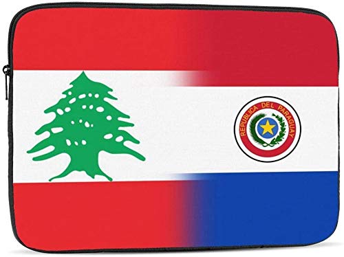 BONRI Lebanon and Paraguay Flag Laptop Sleeve Bag Compatible with 10-17 Inch Classic Computer Bag Laptop Case-Lebanon And Paraguay Flag，12inch