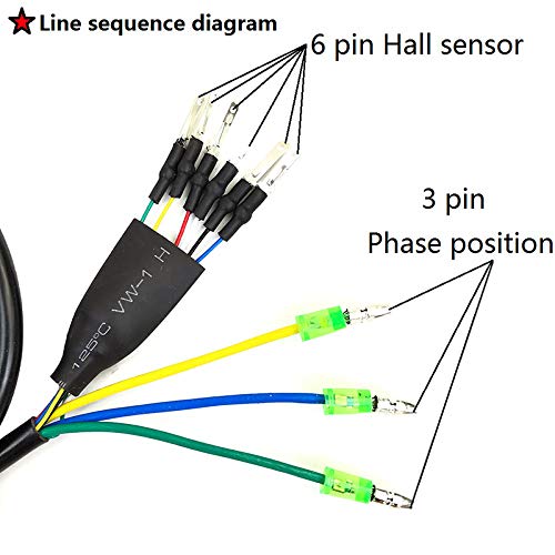 Bopfimer 1 cable de extensión para bicicleta eléctrica de 60 cm, 9 pines, conector impermeable para motores de buje de rueda trasera Bafang delantera