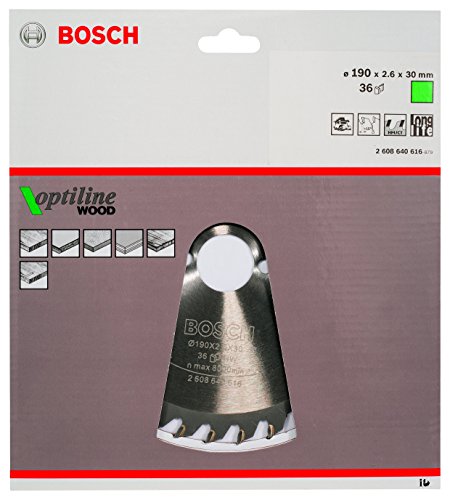 Bosch 2 608 640 616 - Hoja de sierra circular Optiline Wood - 190 x 30 x 2,6 mm, 36 (pack de 1)