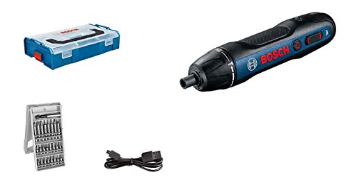 Bosch Professional Atornillador a batería Bosch GO (incl. juego de 25 puntas, cable de carga USB, L-BOXX Mini) - Amazon Exclusive Set