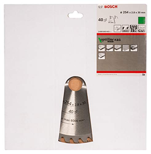 Bosch Professional Disco de sierra circular Optiline Wood (para madera, 254 x 30 x 2,8 mm, 40 dientes, accesorio de sierra circular)