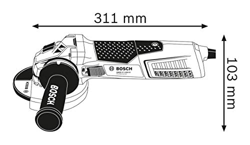 Bosch Professional GWS 17-125 CI, Amoladora angular (diámetro del disco 125 mm, 1700 vatios, incl. Tuerca de sujeción, tapa protectora, llave de dos agujeros, mango adicional)
