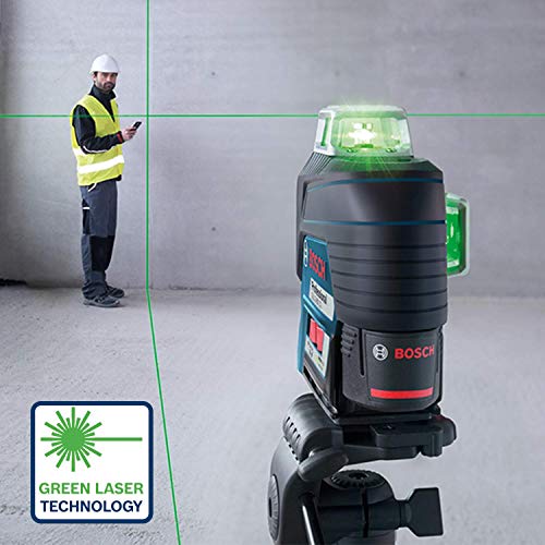 Bosch Professional Sistema 12V Nivel Láser GLL 3-80 CG (1 batería 12V + cargador, láser verde, interior, conexión Bluetooth, alcance hasta 30 m, soporte universal BM1, en L-BOXX)